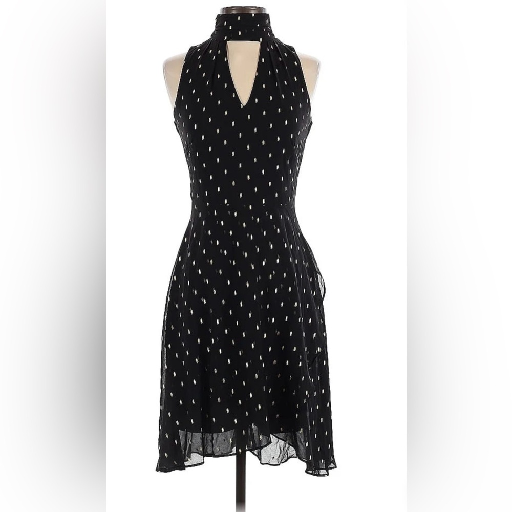 White House Black Market WHBM Black and Gold Cocktail Dress